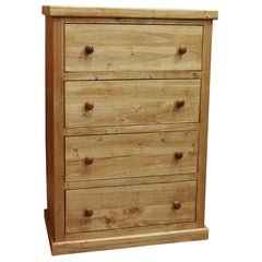 Traditional Poplar 4-Drawer Chest, Light finish