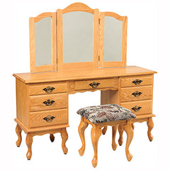 56" Queen Anne Dressing Table w/Trifold Mirror