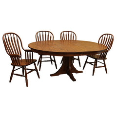 60" Amish Mission Round Dining Set-4 w/ 1-Leaf