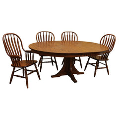 60" Amish Mission Round Dining Set-6 w/ 1-Leaf