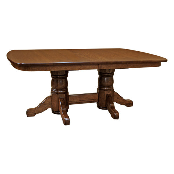 Amish Traditional Double Base Table w/ 4-Leaves | Barn Furniture