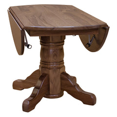 Walnut 48" Round Dining Table w/ Drop Leaf