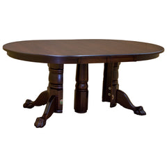 Split Base Solid Wood Round Dining Table w/ Leaves