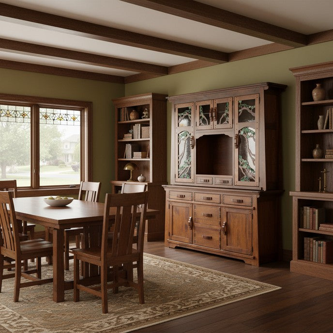 Greene & Greene China Hutch w/ Tree of Life Glass | DRCWG9346BT2