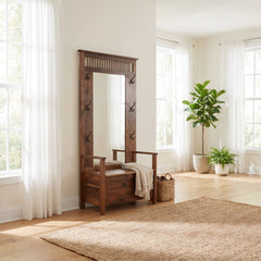 Mission Walnut Hall Tree w/ Mirror
