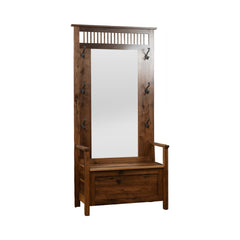 Mission Walnut Hall Tree w/ Mirror