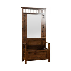 Mission Walnut Hall Tree w/ Mirror