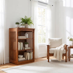 24" x 36" Solid Oak Mission Spindle Compact Bookcase