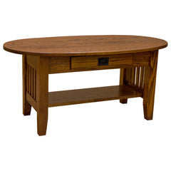 42" Oval Amish Mission One-Drawer Coffee Table