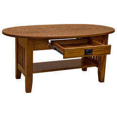 42" Oval Amish Mission One-Drawer Coffee Table