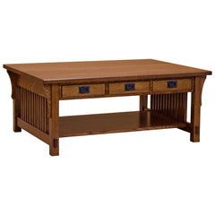 44" Amish Mission 3-Drawer Prairie Coffee Table