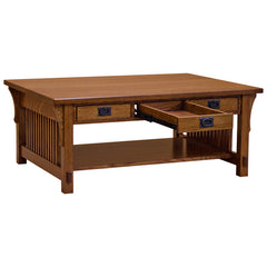 44" Amish Mission 3-Drawer Prairie Coffee Table