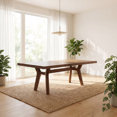 Mid-Century Solid Walnut up to 96" Dining Table 2.5" Thick
