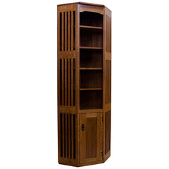 Amish Mission Corner Spindle Bookcase w/ Door