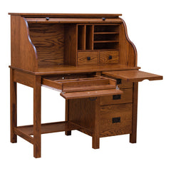 44" Roll Top Mission Desk - Red Oak