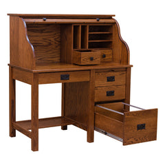 44" Roll Top Mission Desk - Red Oak