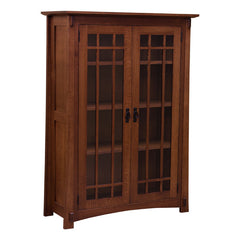 38" Amish Mission Bookcase w/Waterfall Glass Doors