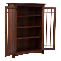 38" Amish Mission Bookcase w/Waterfall Glass Doors