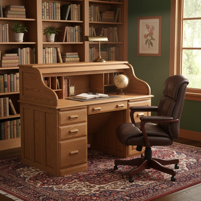 Roll Top Desk - Red Oak | Desks | Barn Furniture