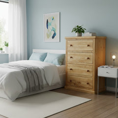 Traditional Poplar 4-Drawer Chest, Light finish