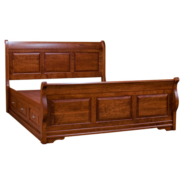 Wooden sleigh bed with storage drawers deals