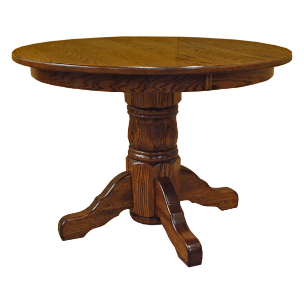 Amish 42" Round Pedestal Dining Table w/ Leaf | Made in USA