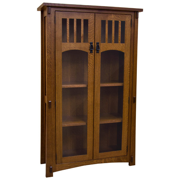 36 X 60 Amish Mission Bookcase W, Mission Oak Bookcase Glass Doors