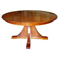 Mission 60" Round Dining Table w/ 6 Leaves