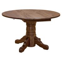 Walnut 48" Round Dining Table w/ Drop Leaf